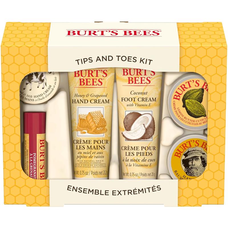 Burt's Bees Christmas Gifts, Everyday Essentials Set - Original Beeswax Lip Balm, Deep Cleansing Cream, Hand Salve, Body Lotion & Coconut Foot Cream, Travel Size