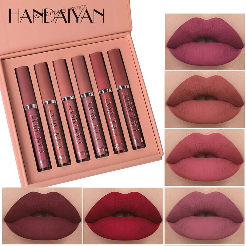 HANDAIYAN Matte Liquid Lipstick Makeup Set,  Satin Texture Plumping Matte liquid Moisturizing Long-Lasting Wear Non-Stick Cup Not Fade Waterproof Smudge Proof Lip Gloss