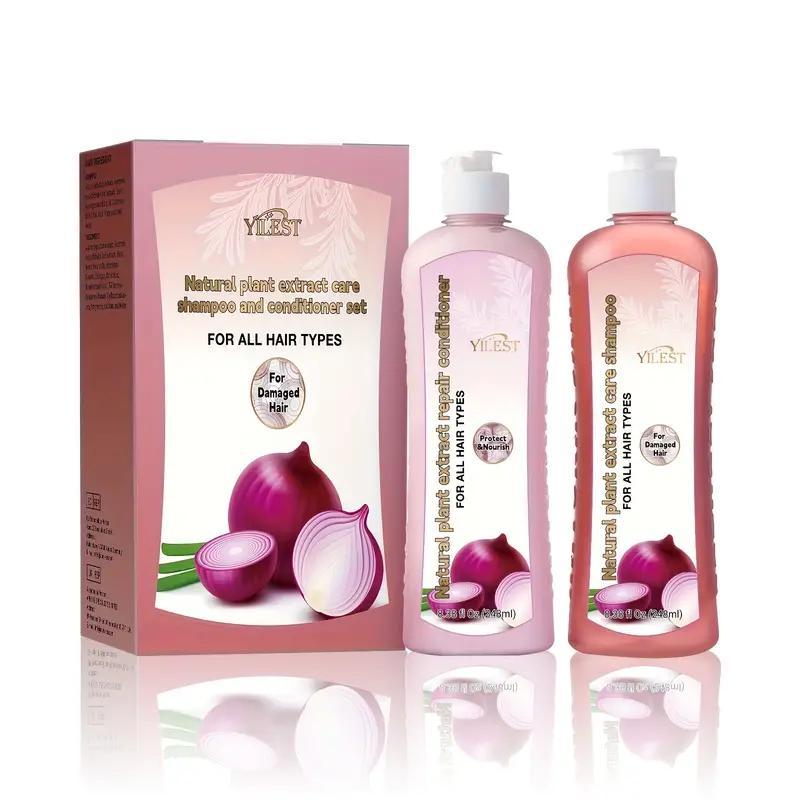 Onion & Biotin Shampoo and Conditioner Set with Rosemary Extract for Women - Glycerin-Rich Cream Formula Nourishes Scalp & Roots, Enhances Shine & Density for Normal Hair, Moisturizing Care  Haircare Comfort Cleansing Cleanser Olive Oil Olive Oil