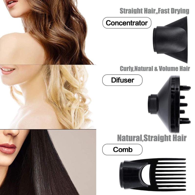 JINRI Infrared Hair Dryer, Professional Salon Negative Ionic Blow Dryers for Fast Drying, Pro Ion Quiet Hairdryer with Diffuser & Concentrator & Comb Black Gold