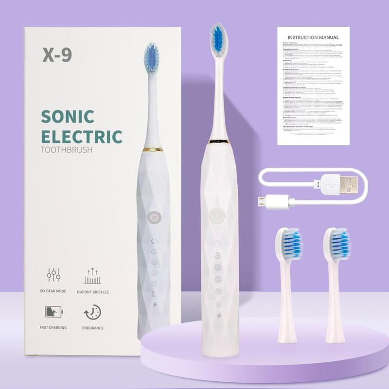 Portable Sonic Electric Toothbrush for Christmas Gift, 1 Box Rechargeable Toothbrush & Replacement Brush Heads, Intelligent Deep Cleaning Toothbrushes for Adults