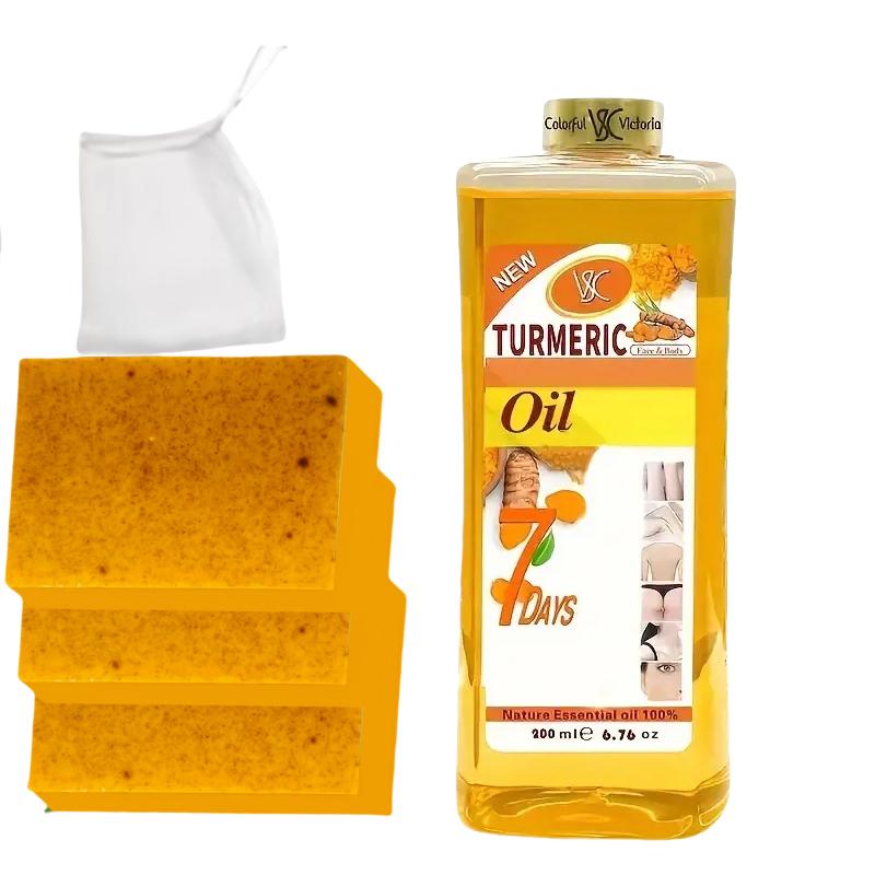 Turmeric 2-Piece Set - Turmeric Oil, Turmeric Soap,  enriched with ginger ingredients and body oils for your body care needs!