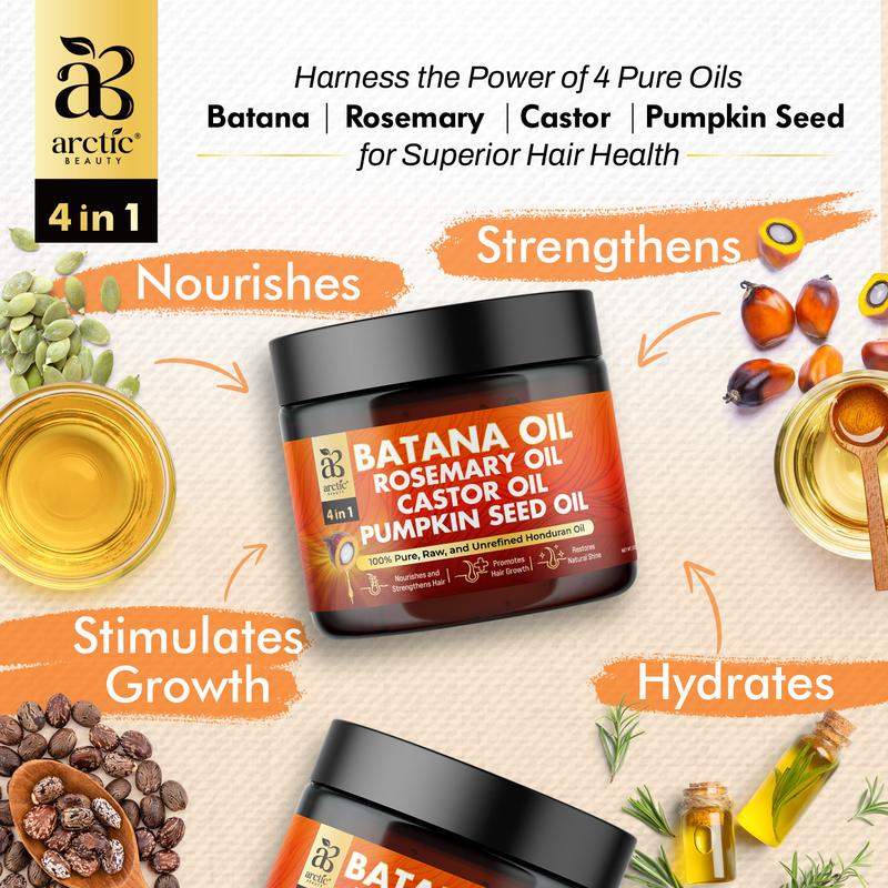 All-in-One Batana Oil Cream (5 oz) - Arctic Beauty Blend for Hair Health & Scalp Health - 100% Pure and Unrefined with Rosemary, Castor, & Pumpkin Seed Oil - LARGE BOTTLE