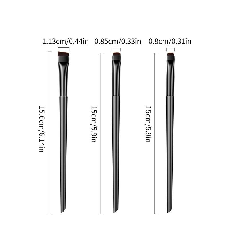 Portable Flat Fine Eyeliner Brush, 3pcs set Reusable Eyebrow Brush, Professional Eyes Makeup Brushes for Women & Girls & Beginners, Christmas Gift