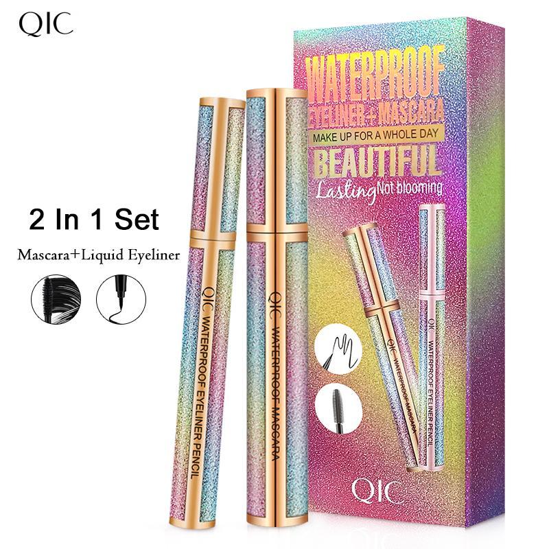 Waterproof Liquid Eyeliner & Mascara Makeup Set, Long Lasting Smudge-proof Eye Makeup Gift for Women, Mascara Set for Home & Travel & Music Festival