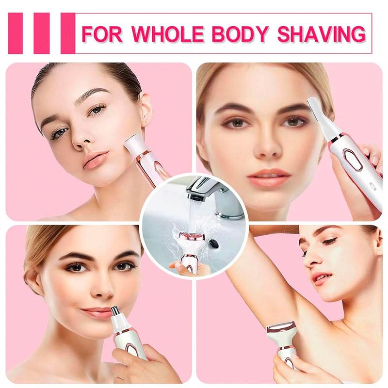 Women's Epilators, Electric Shavers, 4-in-1 Trimmer for Armpit Leg Arm Back Nose Hair, Lady Grooming Kit