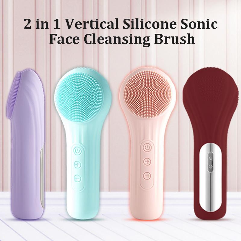 USB Rechargeable Facial Cleansing Brush, Ultra Hygienic Soft Silicone, Vibrating Thermostatic Heat Facial Deep Cleansing Electric Cleansing Brush, Facial Pore Cleansing Beauty Instrument Massage, Multi-functional Facial Cleansing Massage