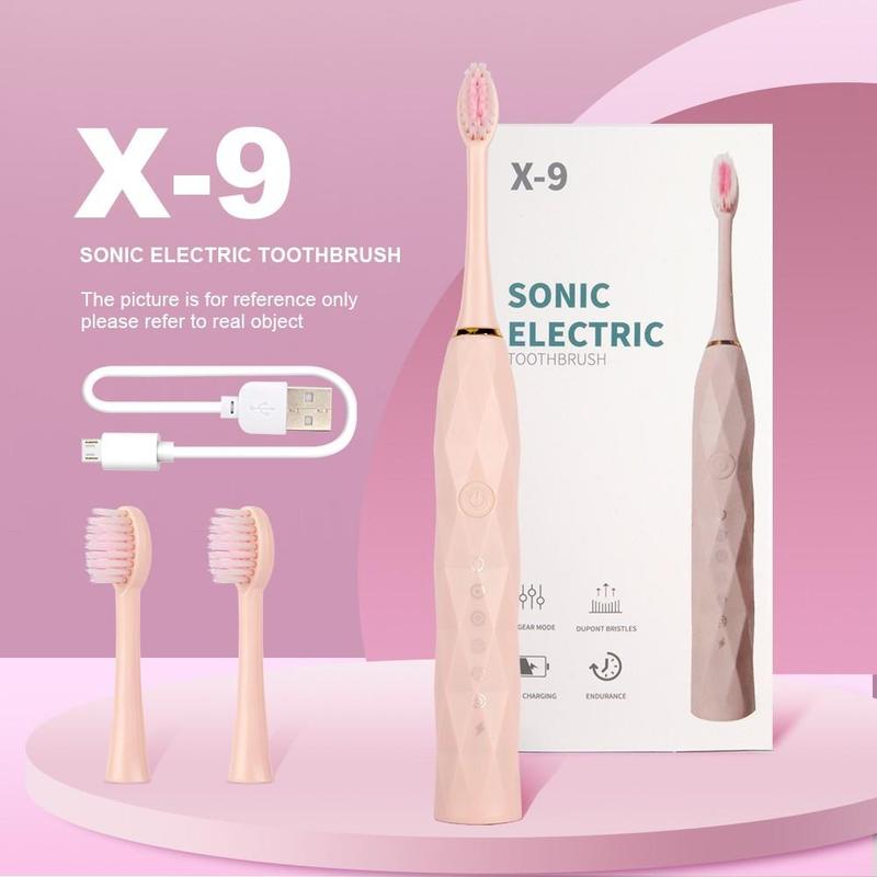 Portable Sonic Electric Toothbrush for Christmas Gift, 1 Box Rechargeable Toothbrush & Replacement Brush Heads, Intelligent Deep Cleaning Toothbrushes for Adults