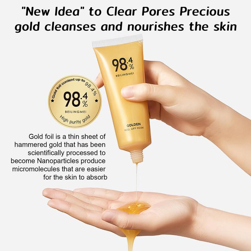 2PCS Gold Foil Peel-Off Mask, Gold PeelOff Mask,98.4% Golden Peel Off MaskRelieve wrinkles Gold Face Mask for DeeplyCleans Moisturizing