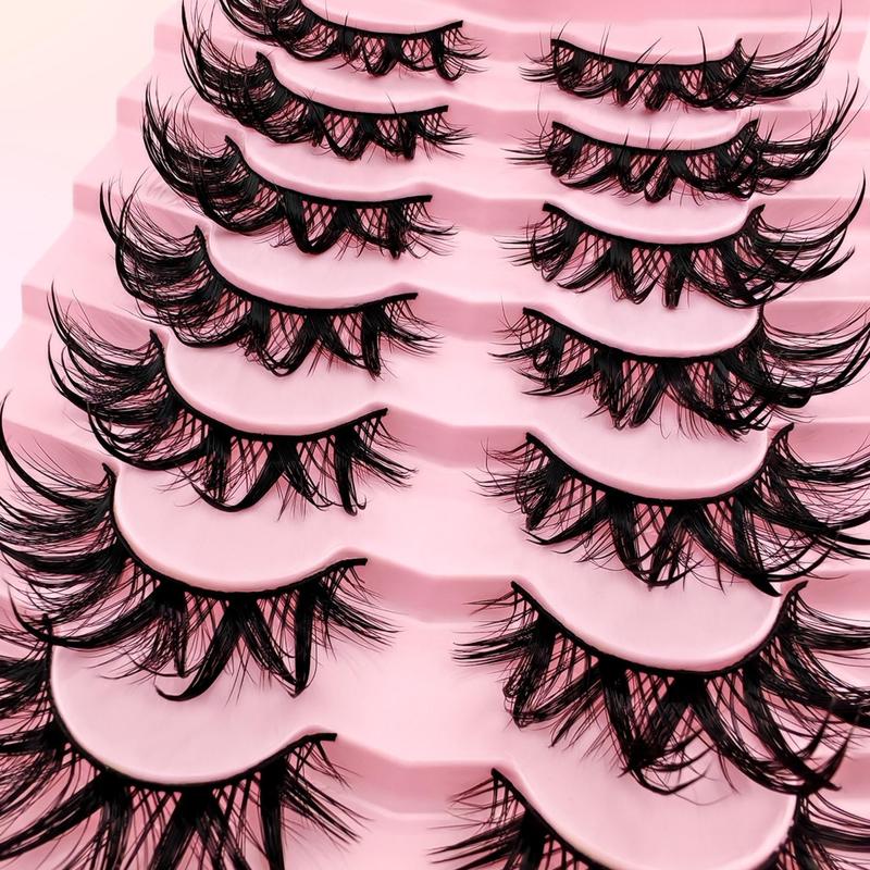 Fluffy False Eyelashes, 7 Pairs Wispy Faux Cluster Lashes, Natural Curling Eye Makeup Strip Lashes, Full Volume Eyelash for Eye Makeup Enhancement, Christmas Gift