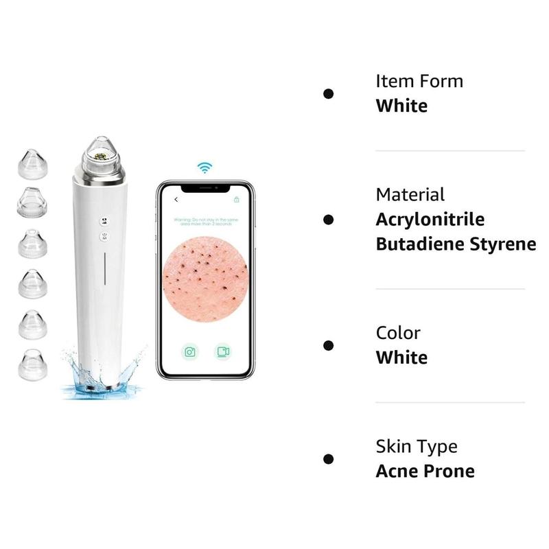 WiFi Visible Facial PoreCleanser with HD Camera Pimple AcneComedone Extractor Kit with 6 Suction HeadsElectric Blackhead Suction blackhead extractor