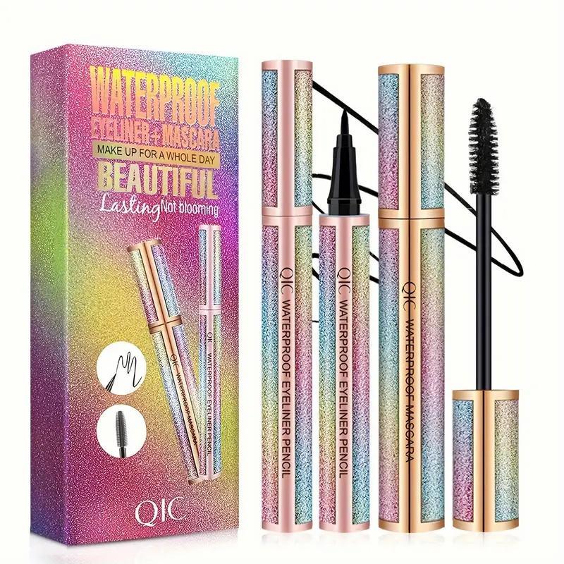 Waterproof Liquid Eyeliner & Mascara Makeup Set, Long Lasting Smudge-proof Eye Makeup Gift for Women, Mascara Set for Home & Travel & Music Festival