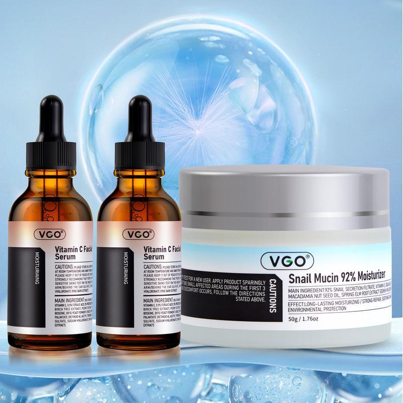 VGO Snail Mucin 92% Moisturizing Vitamin C Serum Extreme moisturizing and nourishing blooming skin hydration and radiance US Skin Care Set