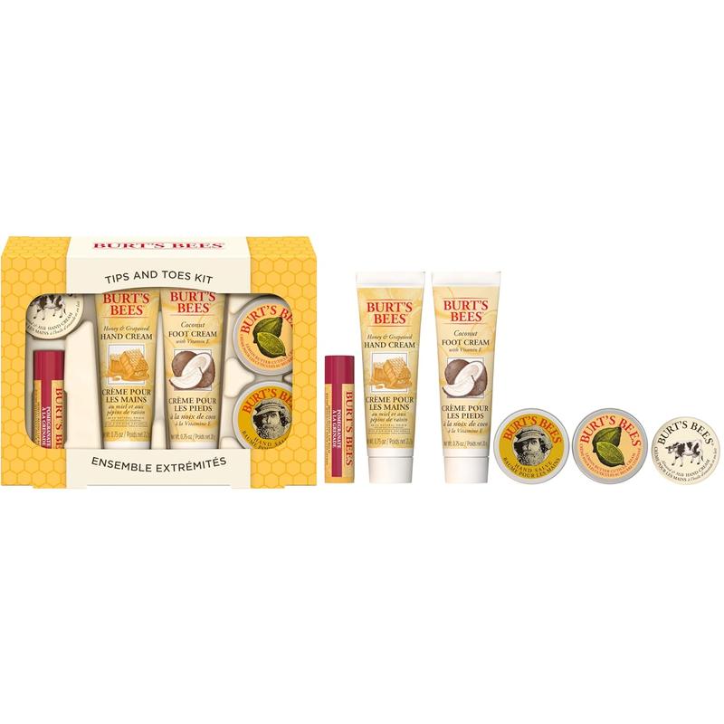 Burt's Bees Christmas Gifts, Everyday Essentials Set - Original Beeswax Lip Balm, Deep Cleansing Cream, Hand Salve, Body Lotion & Coconut Foot Cream, Travel Size