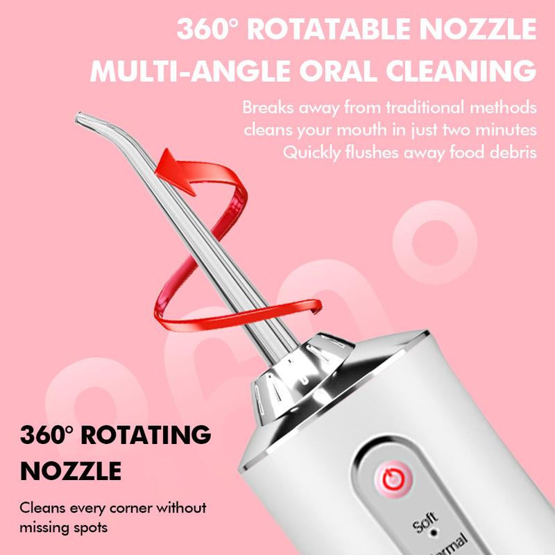 Halloween Gifts Water Flosser Mini Portable Cordless Travel 4 Nozzles 230ML Silver Oral Irrigation Cleaner Waterproof Flosser for Teeth Cleansing multifunctional nozzle