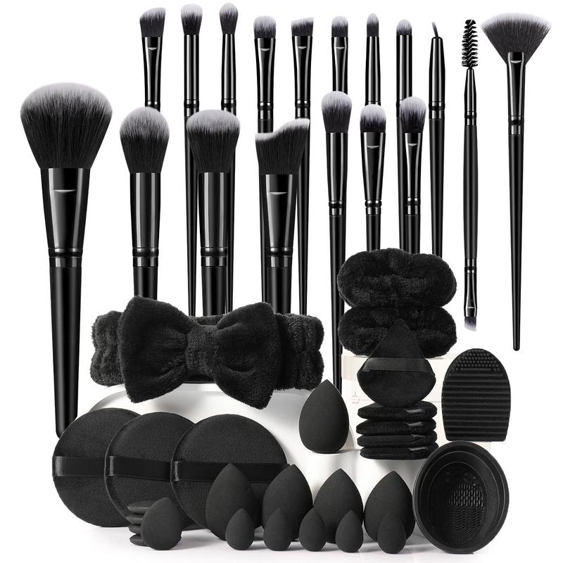 Makeup Tool Set, 46pcs set Makeup Brush & Sponge & Powder Puff & Headband & Wristband & Brush Cleaning Tool, Professional Makeup Tools for Women, Christmas Gift