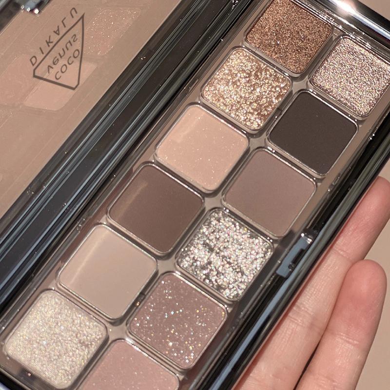 12 Colors Shimmer Glitter Eyeshadow Palette, Matte Eye Shadow Palette, Blendable Eyeshadow Powder, Colorful Eye Makeup Products for All Occasions and Styles, Christmas Gift