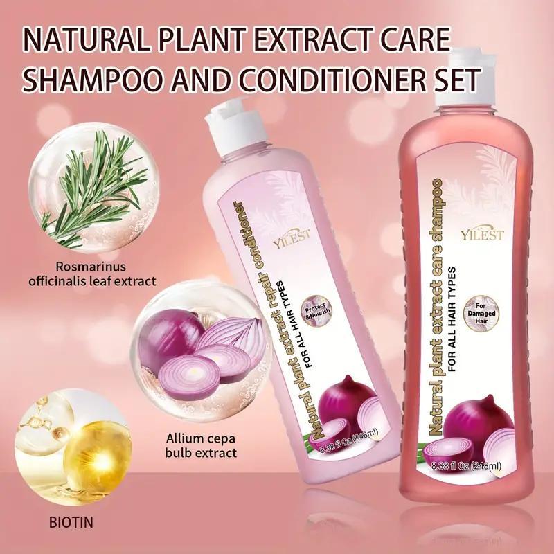 Onion & Biotin Shampoo and Conditioner Set with Rosemary Extract for Women - Glycerin-Rich Cream Formula Nourishes Scalp & Roots, Enhances Shine & Density for Normal Hair, Moisturizing Care  Haircare Comfort Cleansing Cleanser Olive Oil Olive Oil