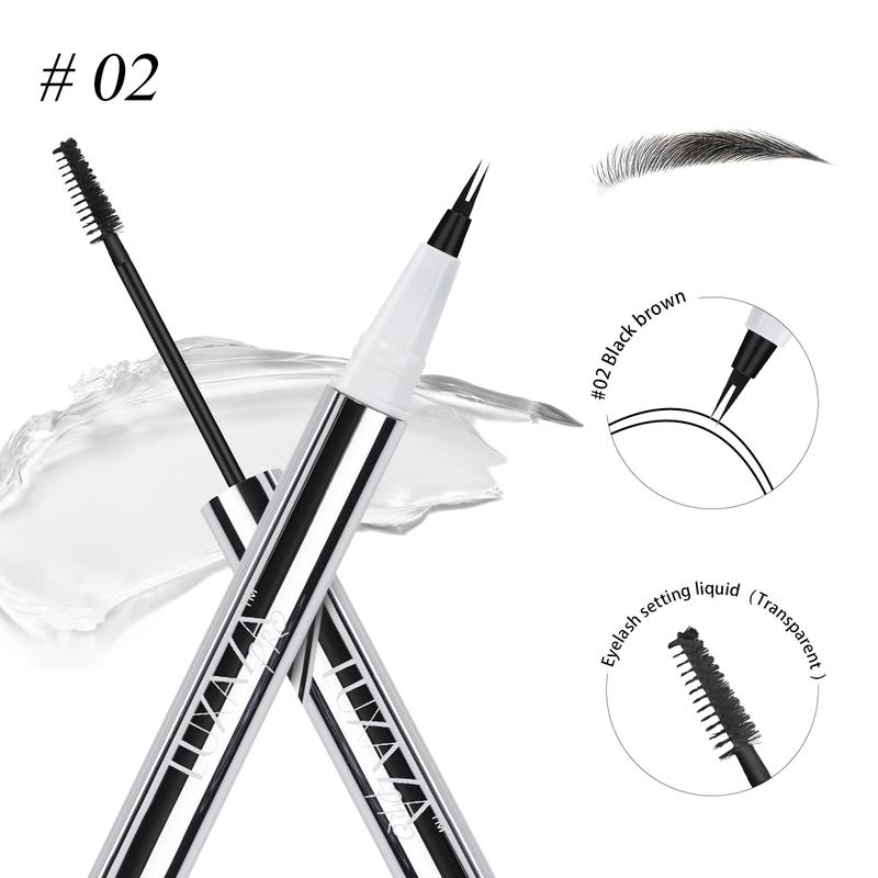 LUXAZA PRO eyebrow Pencil, Brow Pencil 2-in-1 Dual-Ended Eyebrow Pen with Micro-Fork-Tip and Precise Brush-Tip Create Natural Hair-Like Brows Makeup Cosmetic