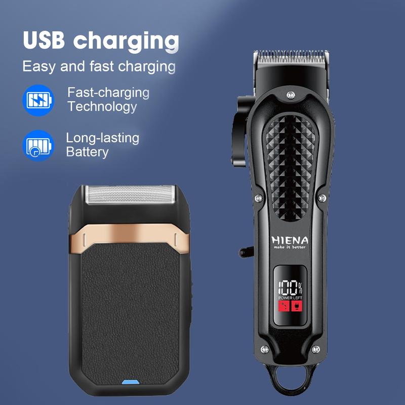 Electric Hair Clipper Set, 1 Set Professional Cordless Hair Clipper & Beard Trimmer & Accessories, USB Rechargeable Hair Trimmer Kit for Men