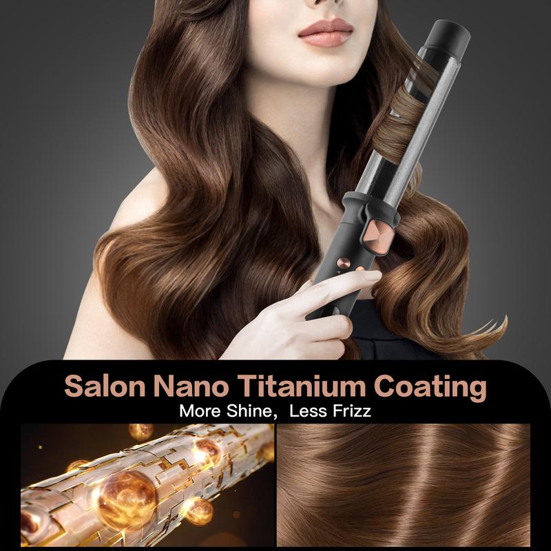 Rotating Curling Iron, 1.25 Inch Automatic Curling Iron, Curling Wand for Long Short Hair, Automatic Hair Curler with LED Display, Tourmaline Ceramic Barrel, 5-Temps (Up to 430°F), Dual Voltage