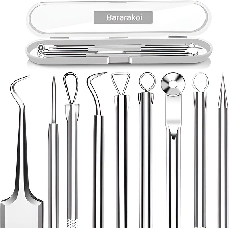 5PCS Blackhead Remover Comedone Extractor, Curved Blackhead Tweezers Kit, Pimple Acne Blemish Removal Tools Kit. ear blackhead removal products