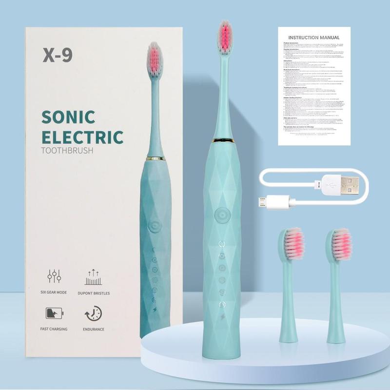 Portable Sonic Electric Toothbrush for Christmas Gift, 1 Box Rechargeable Toothbrush & Replacement Brush Heads, Intelligent Deep Cleaning Toothbrushes for Adults