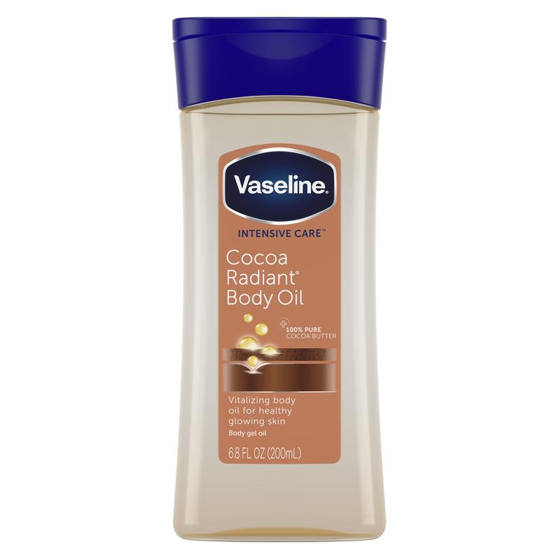 Vaseline Intensive Care Radiant Body Oil Gel with Cocoa Butter for Dry Skin, 6.8 fl oz