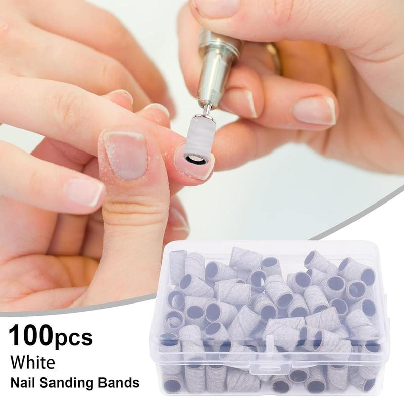 Nail Drill Sanding Bands, 100pcs Nail Drill Sanding Bands With 1 Count Mandrel, Professional Manicure & Pedicure Tools