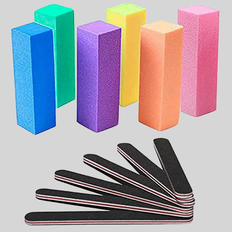 Nail File and Buffer Block Set, 12pcs Double-sided Nail Files & Nail Buffer Block Sticks, Professional Manicure Tool Kit for Women & Girls, Pedicure At Home, Nail Supplies, Christmas Gift