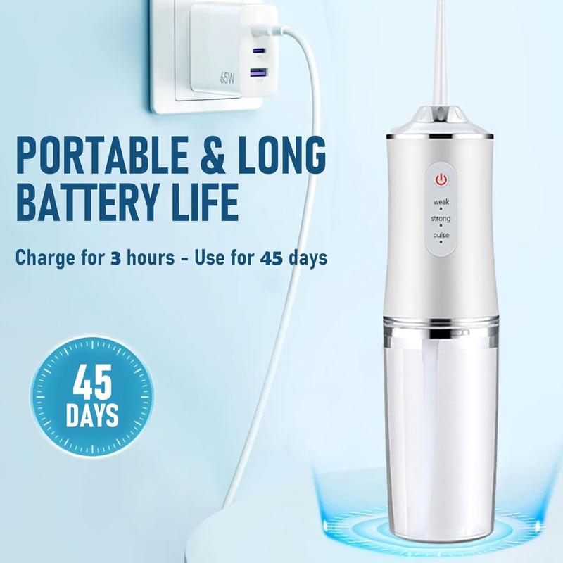 Water Flosser Cordless for Teeth 3 Modes 4 Jet Tips Cleaning and Flossing Water Dental Portable Floss Irrigator Oral Water Flossed Rechargeable Travel Adults