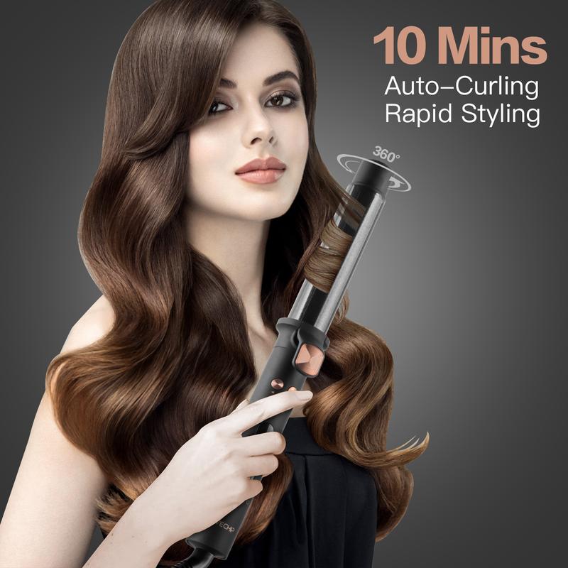 Rotating Curling Iron, 1.25 Inch Automatic Curling Iron, Curling Wand for Long Short Hair, Automatic Hair Curler with LED Display, Tourmaline Ceramic Barrel, 5-Temps (Up to 430°F), Dual Voltage