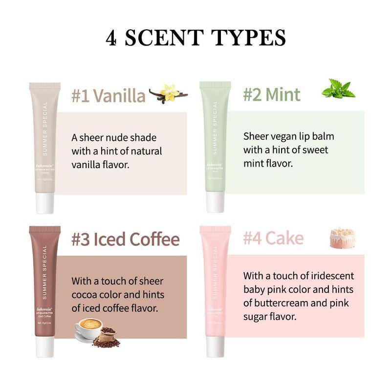 Moisturizing Lip Balm Butter, 4 Counts set Hydrating Lip Care Product for Women & Girls, Plumping Lipstick, Lip Moisturizer