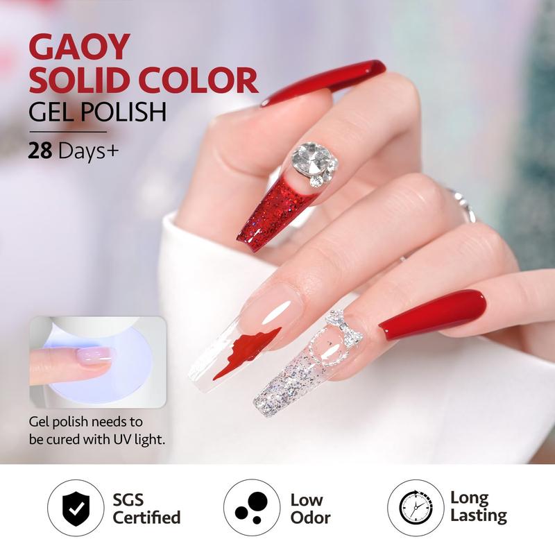 GAOY Glitter Gel Nail Polish Set of 6 pcs for Christmas nails Manicure Including Red Green White Gold Sliver Chrome Platinum Matte Nail Art Nail Care