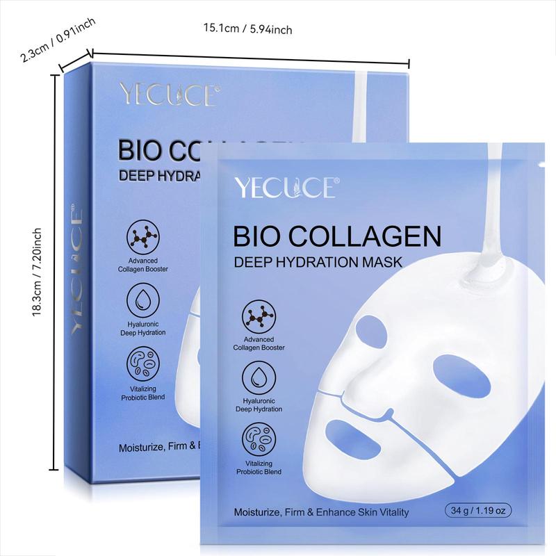 Yecuce Collagen Facial Mask, Moisturizing Facial Mask, Exquisite Facial, Collagen Facial Mask with Hyaluronic Acid, Skin Care Mask, Hydrating Facial Products for Men and Women