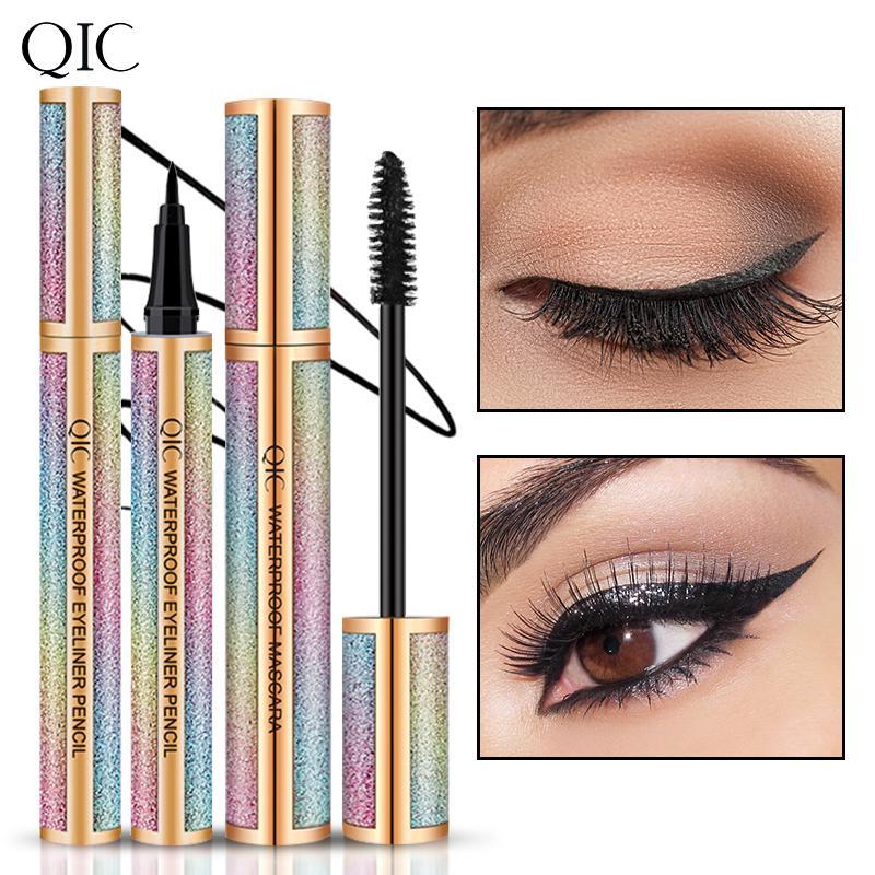 Waterproof Liquid Eyeliner & Mascara Makeup Set, Long Lasting Smudge-proof Eye Makeup Gift for Women, Mascara Set for Home & Travel & Music Festival