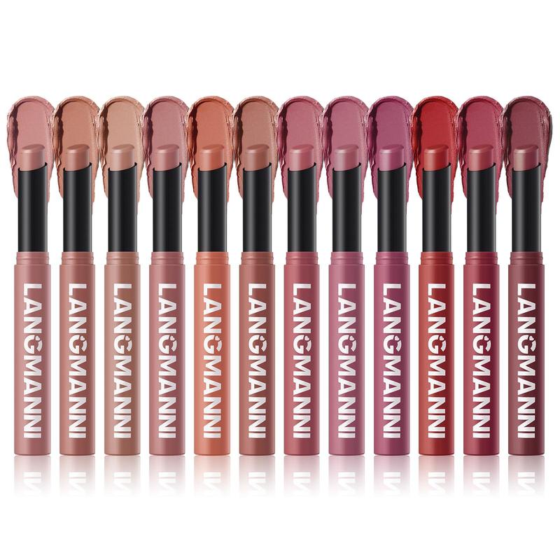 Long Lasting Matte Lipstick Set, 12pcs set Easy Coloring Lip Sticks, Suitable for All Occasions Lip Makeup, Girls and Women Makeup Accessories, Sexy Red Lip Gloss