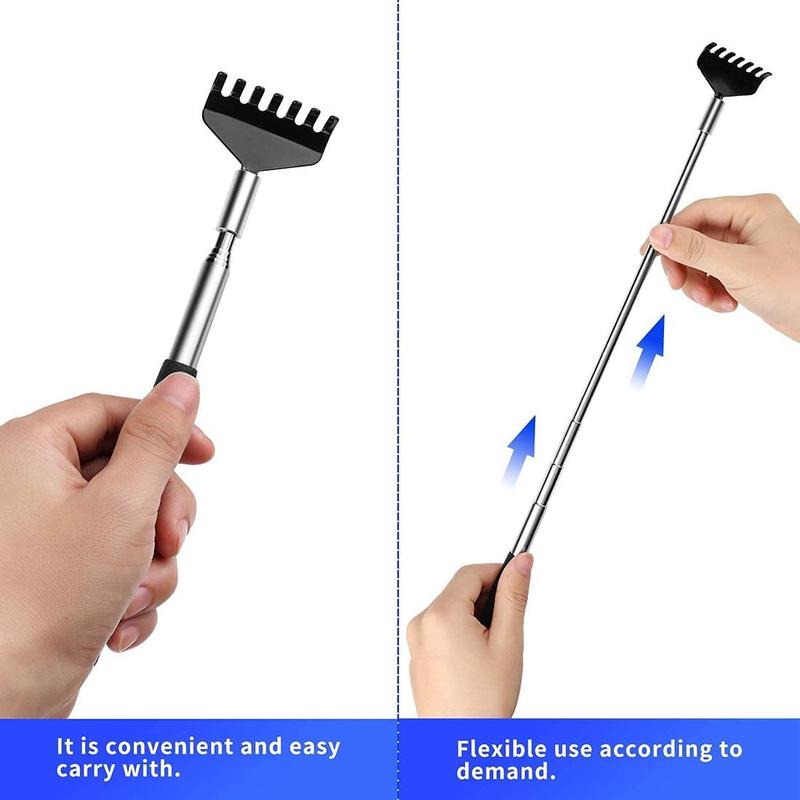 Portable Extendable Back Scratcher, 2 Counts Stainless Steel Telescoping Back Scratcher with Beautiful Gift Packaging, Manual Massage Tool for Home