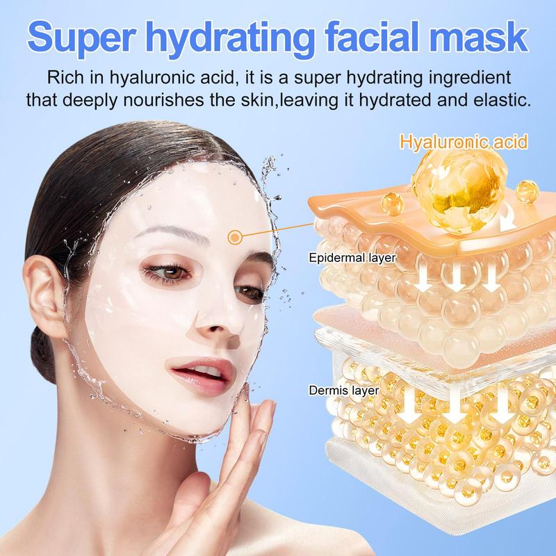 Yecuce Collagen Facial Mask, Moisturizing Facial Mask, Exquisite Facial, Collagen Facial Mask with Hyaluronic Acid, Skin Care Mask, Hydrating Facial Products for Men and Women