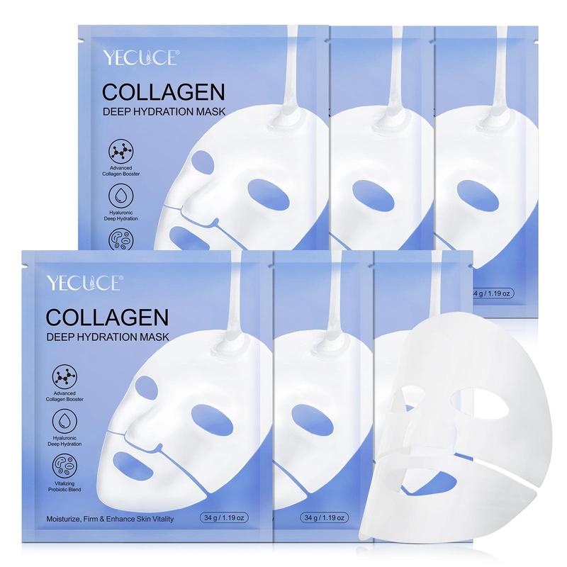 Yecuce Collagen Facial Mask, Moisturizing Facial Mask, Exquisite Facial, Collagen Facial Mask with Hyaluronic Acid, Skin Care Mask, Hydrating Facial Products for Men and Women