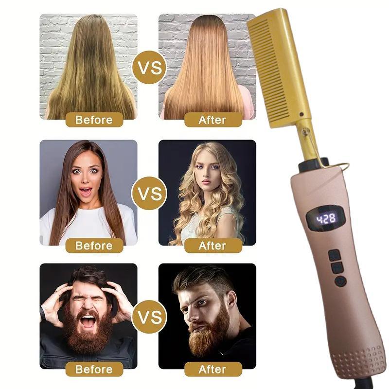 Silk Press Electric Heated Hair Straightener, 1 Count Professional Hair Straightening Brush, Hair Straightening Comb, Heated Hair Straightener for Women