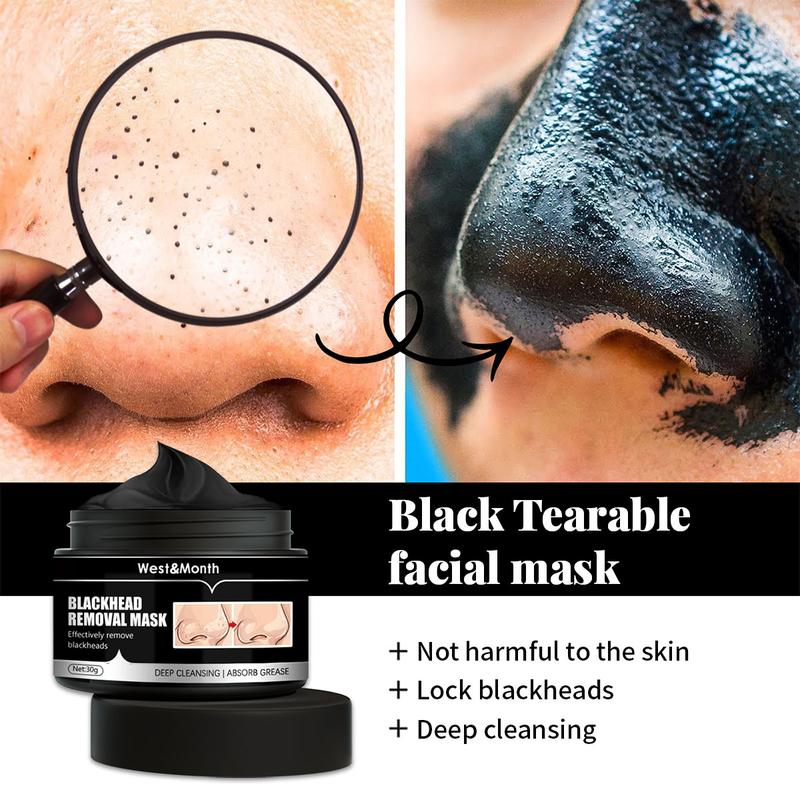 Black Tear Mask, Natural Power, Deep Cleansing, Skin Cleansing, Nose Cleansing, Hydrating and Moisturizing, Facial Treatment, Bamboo Charcoal Mask