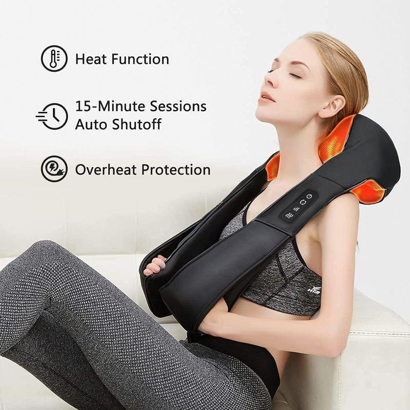 Medcursor Neck Massager with Heat, Shiatsu Shoulder Massager, Electric Kneading Back Massager, Massage Pillow for Muscle Relax Deep Tissue, Gifts