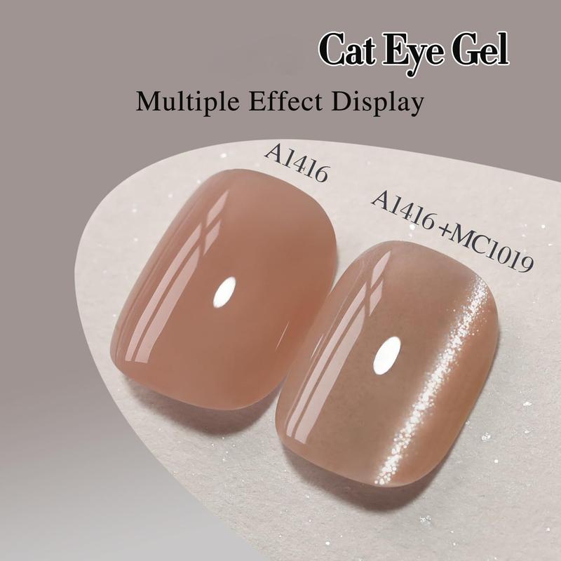 0.5 OZ Cat Eye Gel Polish with Magnet 15ML Holographic Glitter Shimmer Translucent Jelly Color Magnetic Nail Polish Salon DIY at Home (MC1019)