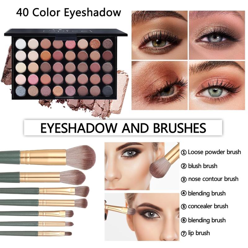 Makeup Kit for Women Full Kit Teens Makeup Set Eyeshadow Palette, Lip Gloss, Lipstick, Makeup Brush, Foundation, Concealer Mascara Powder Puff Makeup Bag Makeup Set for Women Girls Teens Gift