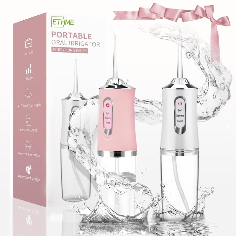 ETHME Rechargeable Pink Burst Water Flosser Portable Teeth Cleanser for Braces,Oral Dental Irrigator Gifts  Upgraded Cordless Waterproof Cleaning Tool