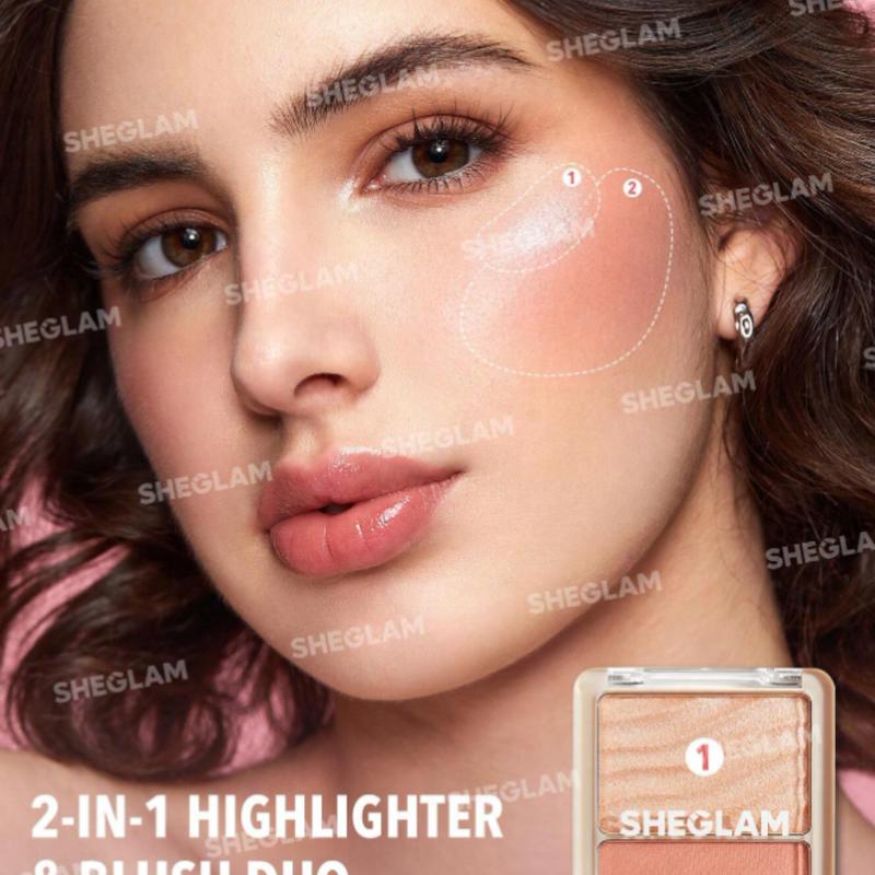 SHEGLAM Glam 101 Hybrid Highlighter & Blush Duo-Blush Highlighter Powder Palette