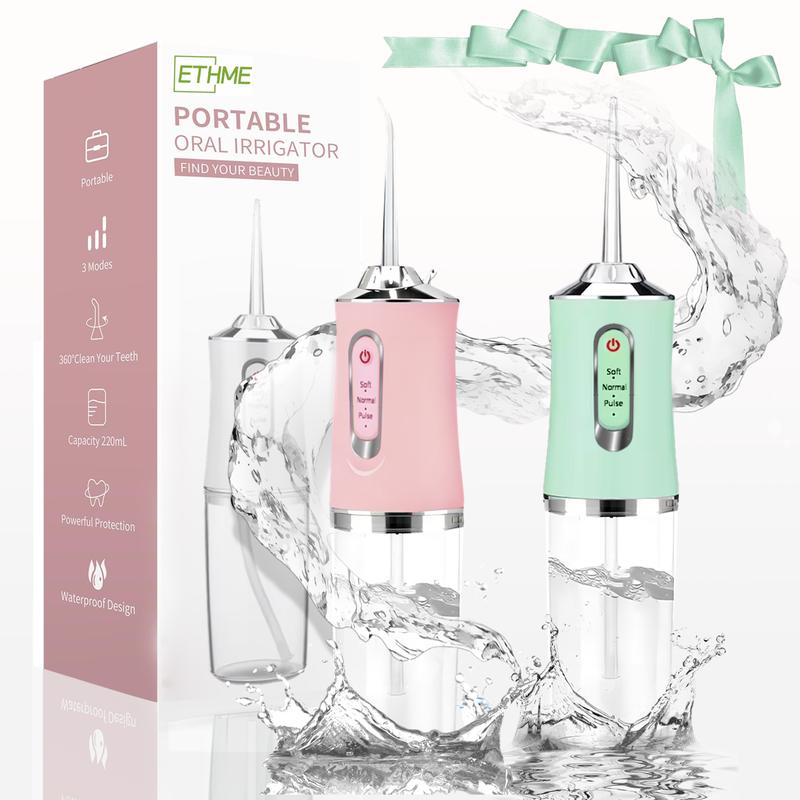 ETHME Rechargeable Pink Burst Water Flosser Portable Teeth Cleanser for Braces,Oral Dental Irrigator Gifts  Upgraded Cordless Waterproof Cleaning Tool