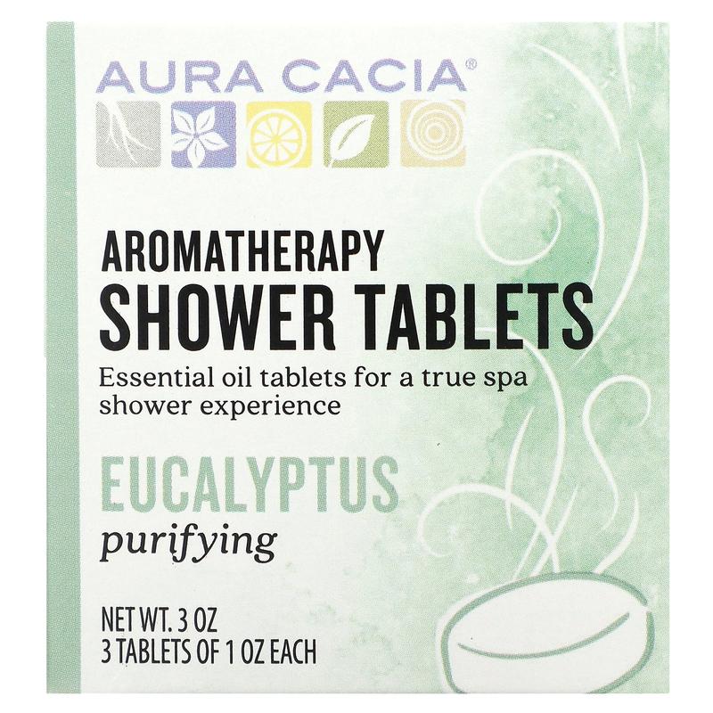 Aura Cacia Aromatherapy Shower Tablets,  Eucalyptus, 3 Tablets, 1 oz Each