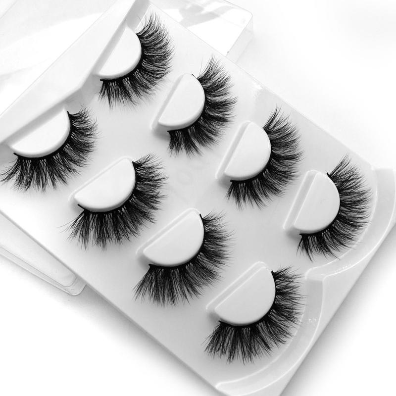 Fluffy False Eyelashes, Natural Look Eyelash Extensions, Wispy Cat Eye Look Faux Strip Lashes, Eye Makeup Strip Lash for Women & Girls